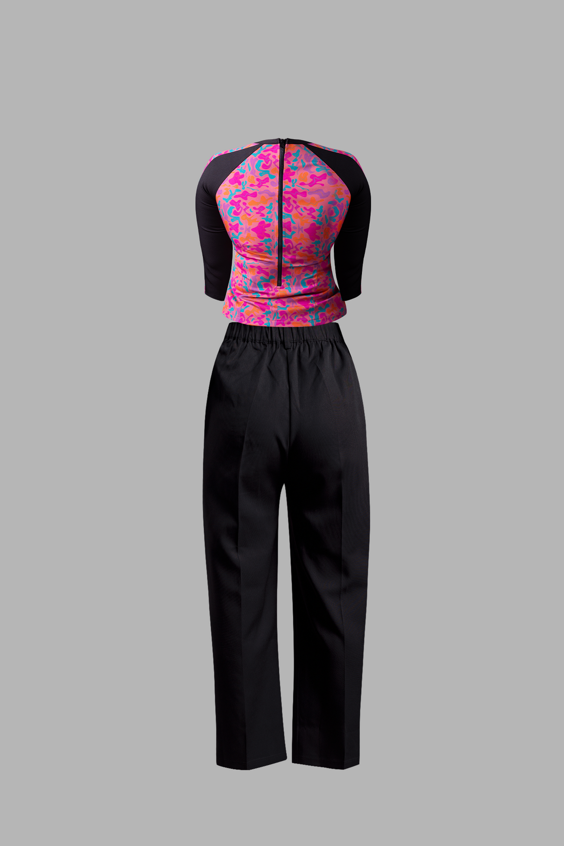 (Combo) Black Wide Leg Pant (Iris)&amp; Raglan Top with Paneled Sleeves (Avery)