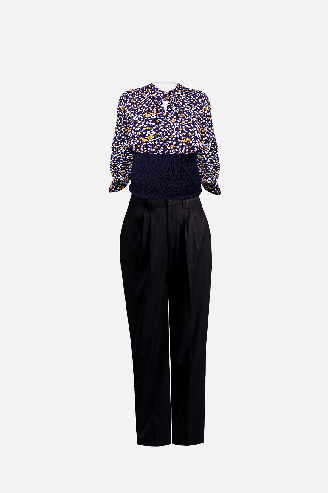 (Combo) Black Wide Leg Pant (Iris) &amp; Crisscross Neck Smocking Top (Giana)