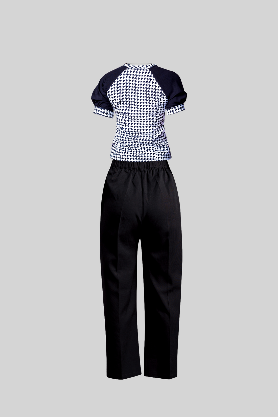 (Combo) Black Wide Leg Pant (Iris) &amp; Raglan Houndstooth Print Top (Mia)