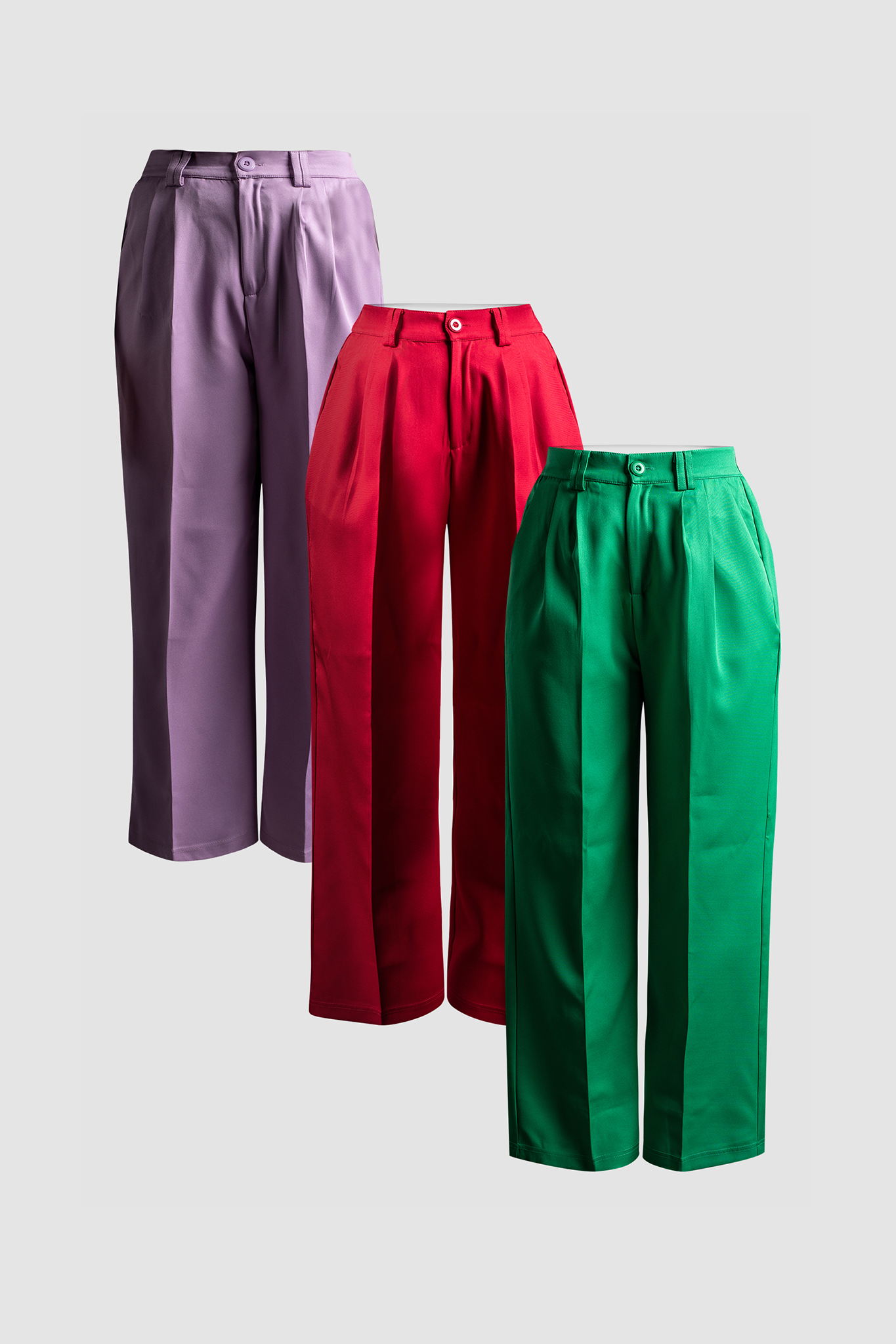 Combo of Wide Leg Pants - Green, Red &amp; Purple