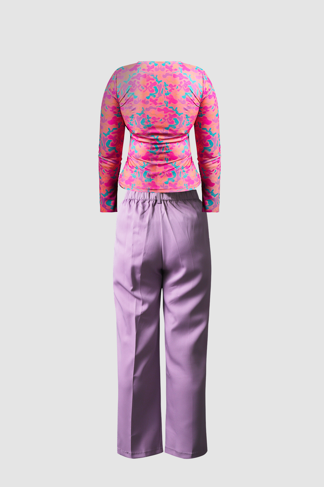 Purple Wide Leg Pant &amp; Pink Fitted Top 