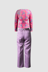 Purple Wide Leg Pant & Pink Fitted Top 