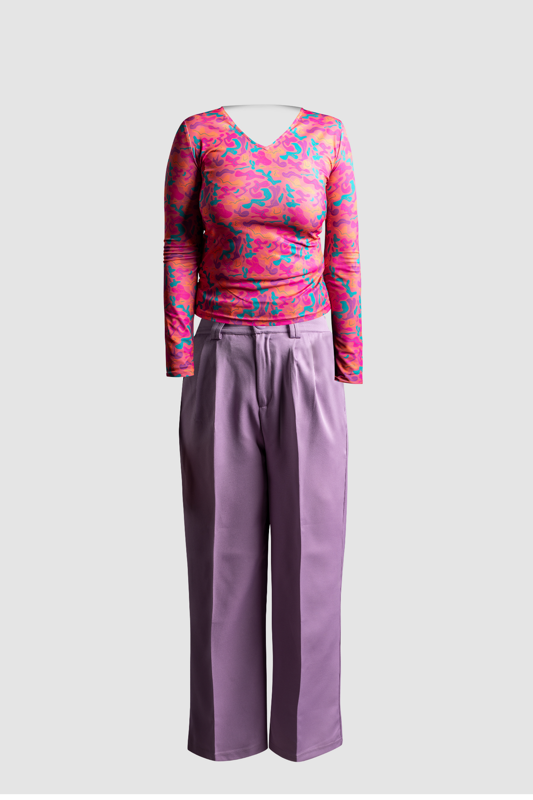 Purple Wide Leg Pant &amp; Pink Fitted Top 