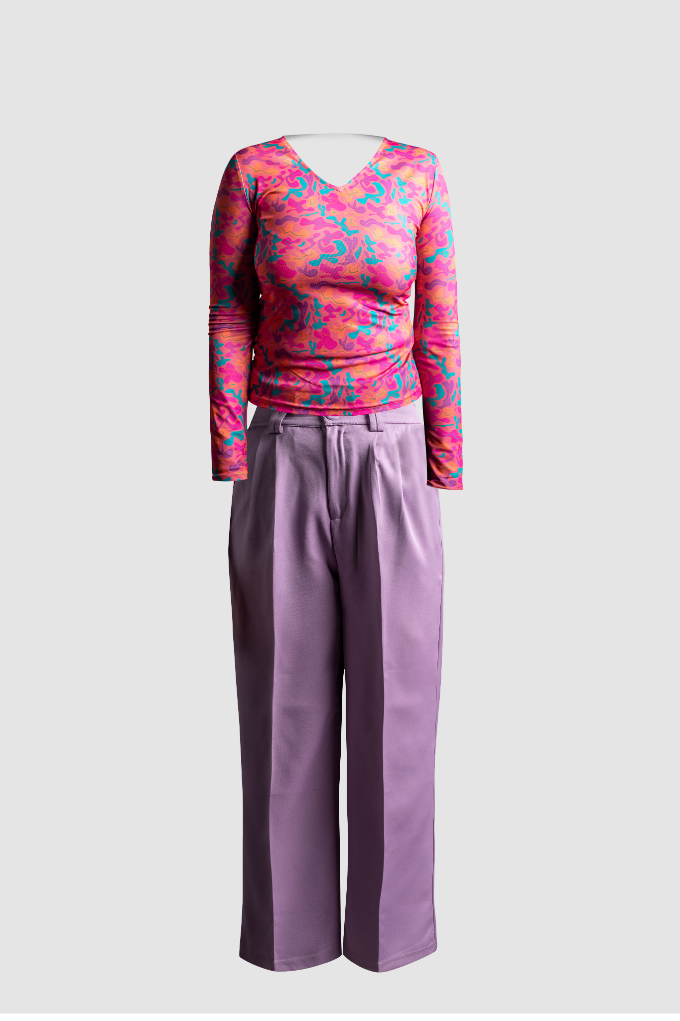 Purple Wide Leg Pant &amp; Pink Fitted Top 