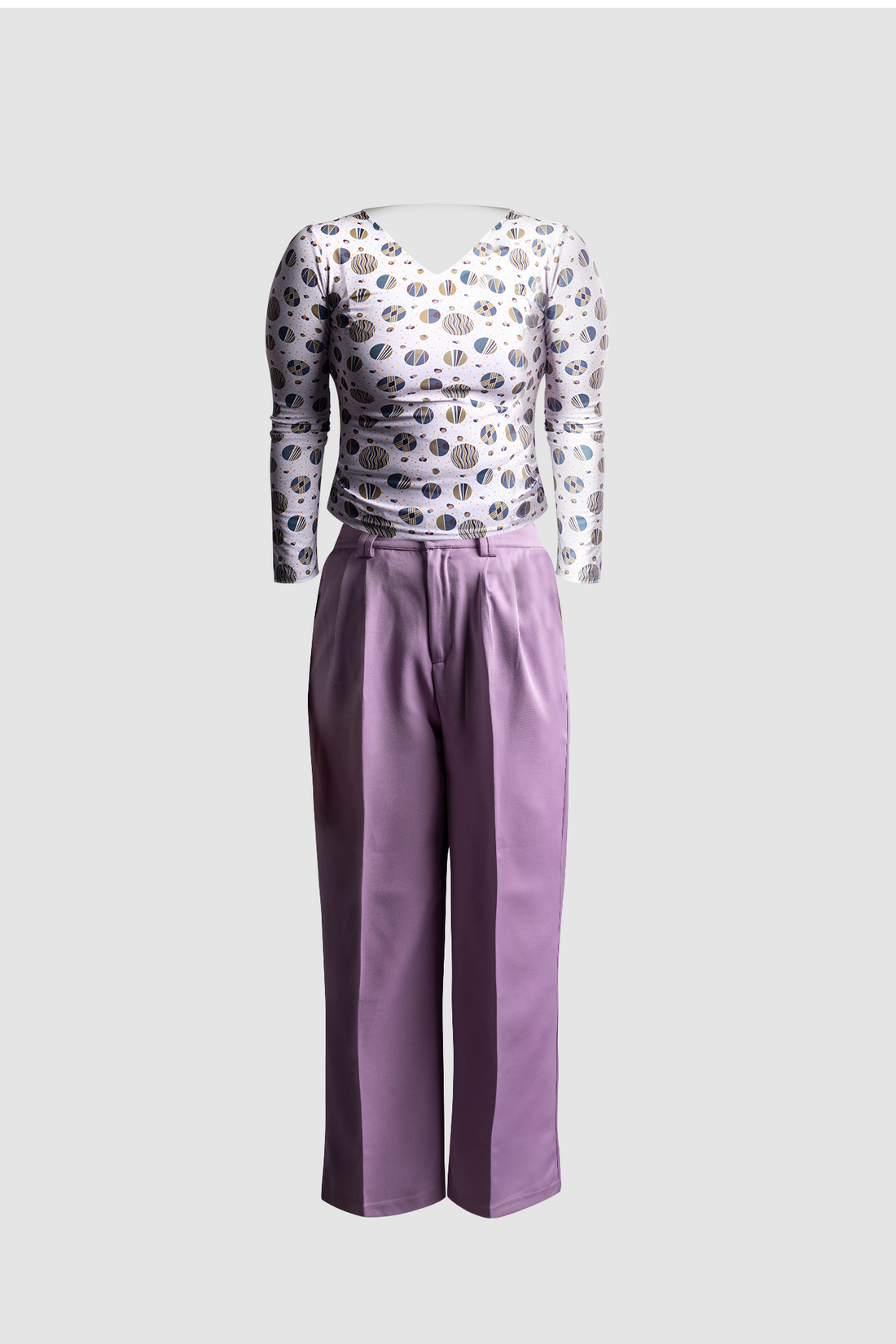 Purple Wide Leg Pant &amp; White Fitted Top 