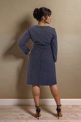 A-line checked wool dress