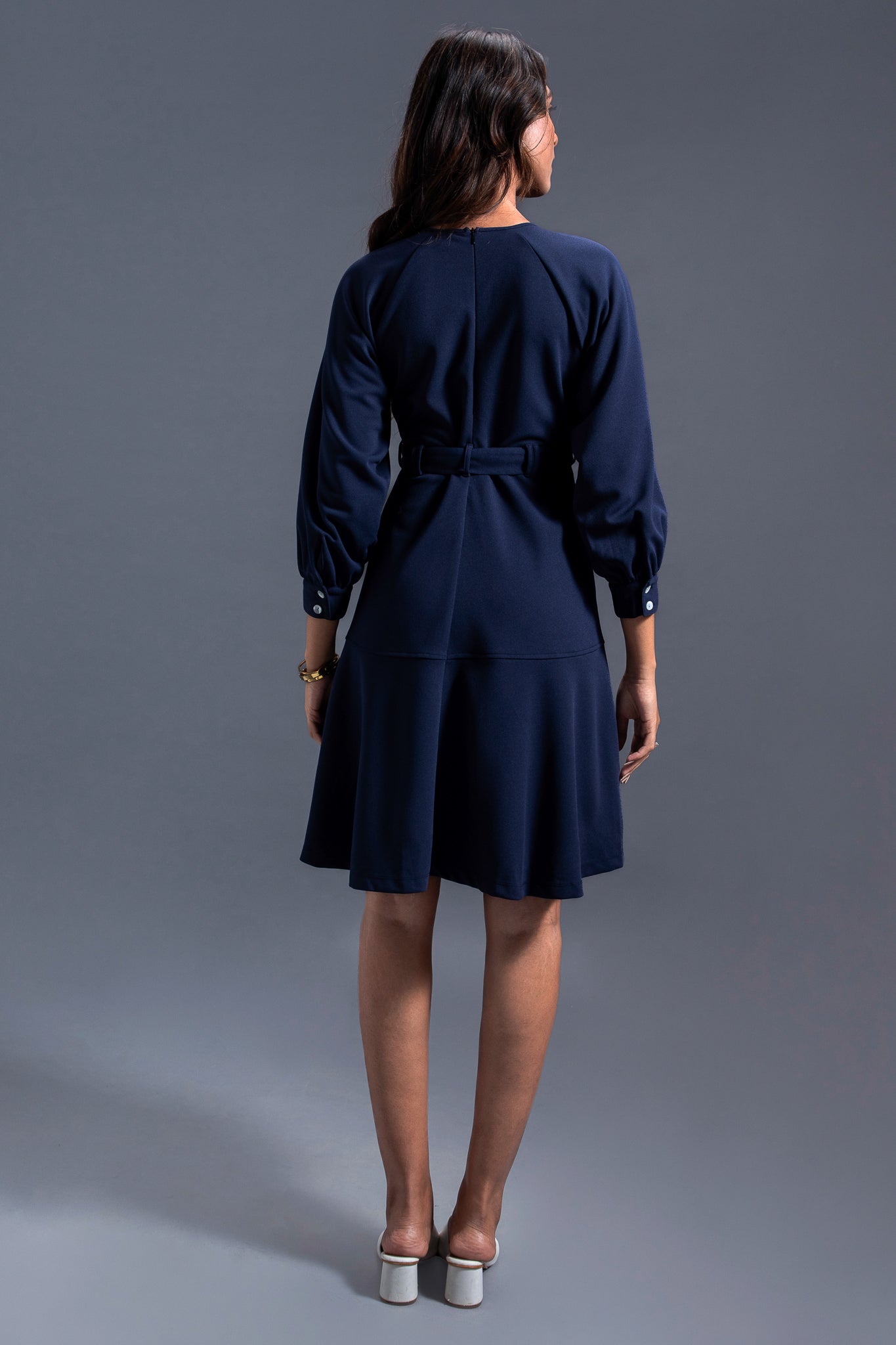 Navy Blue Raglan Sleeve Dress