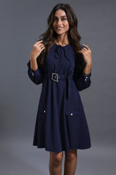 Navy Blue Raglan Sleeve Dress