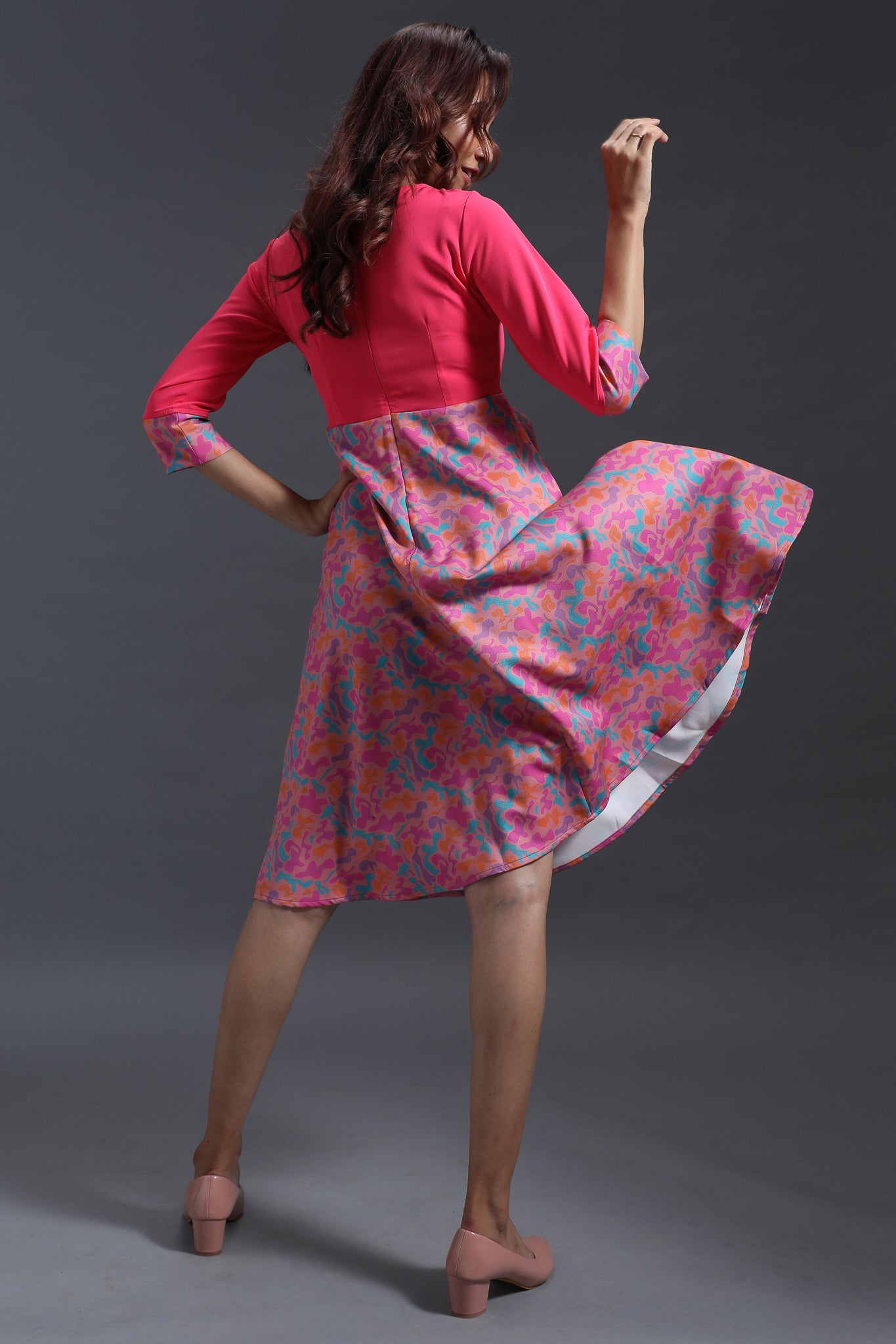 Printed Flare Skirt Dress 