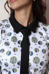 Polka Dots Dress with Collar & Tie