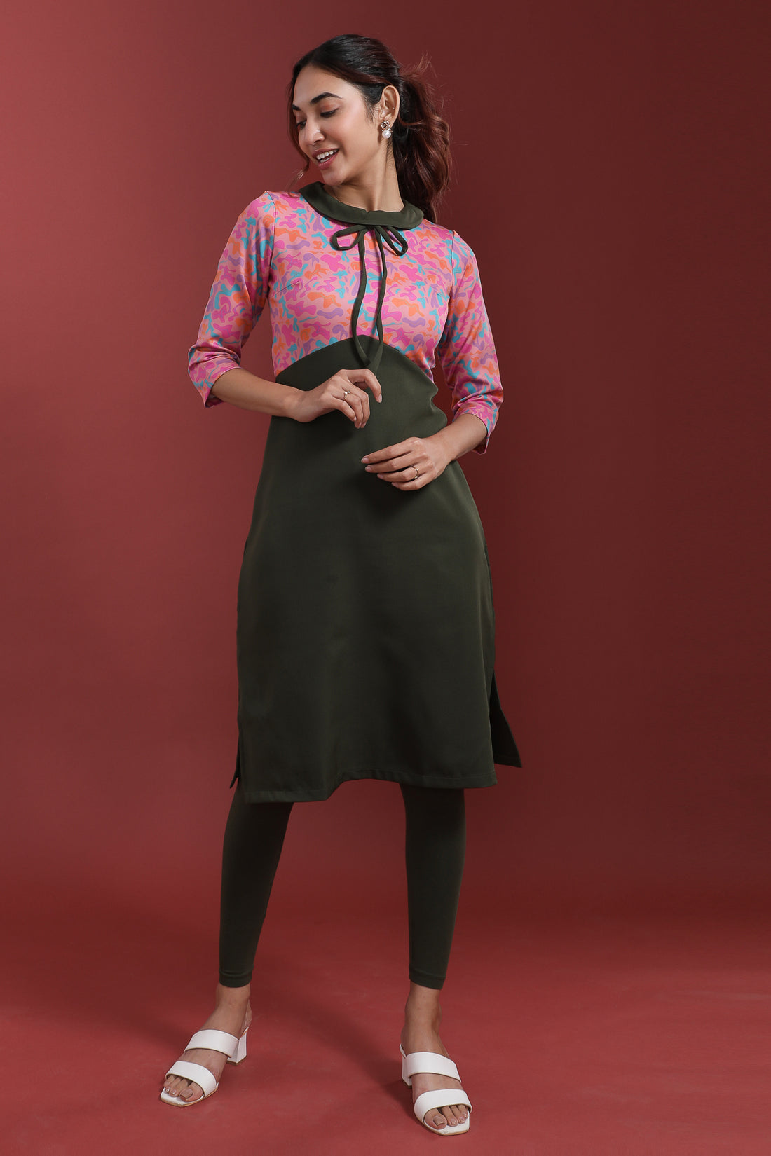 Peter Pan Collar Kurti with Bow