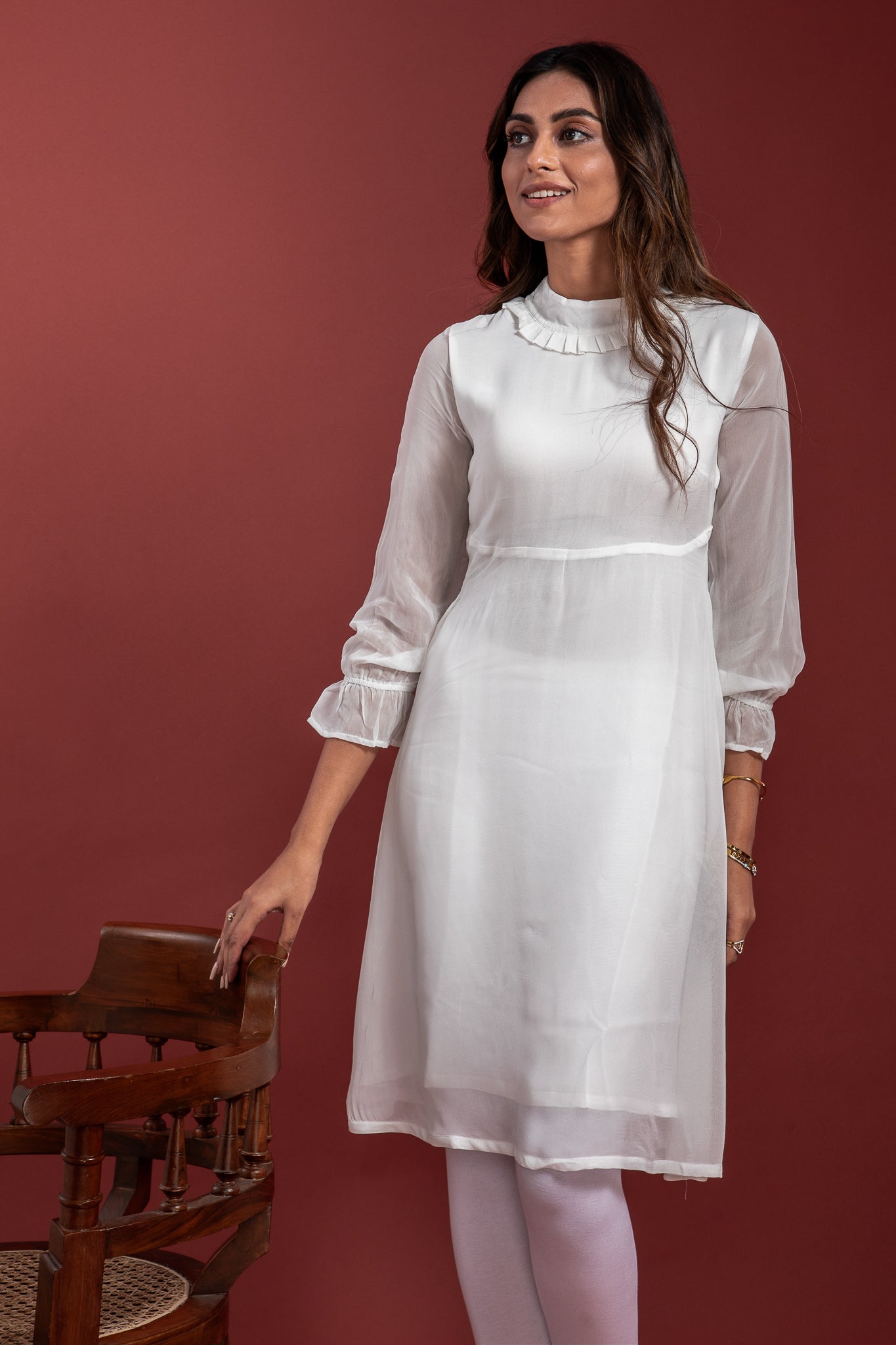 White Georgette Kurti 