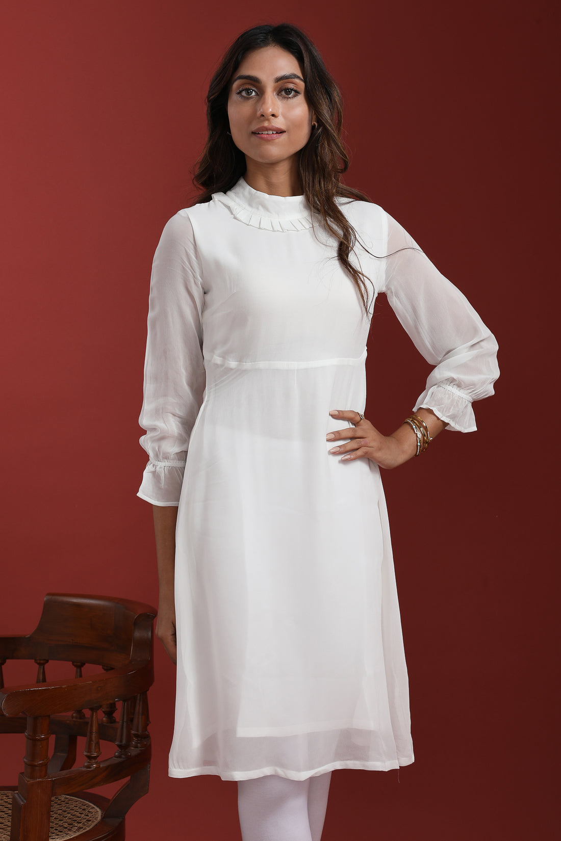 White Georgette Kurti 