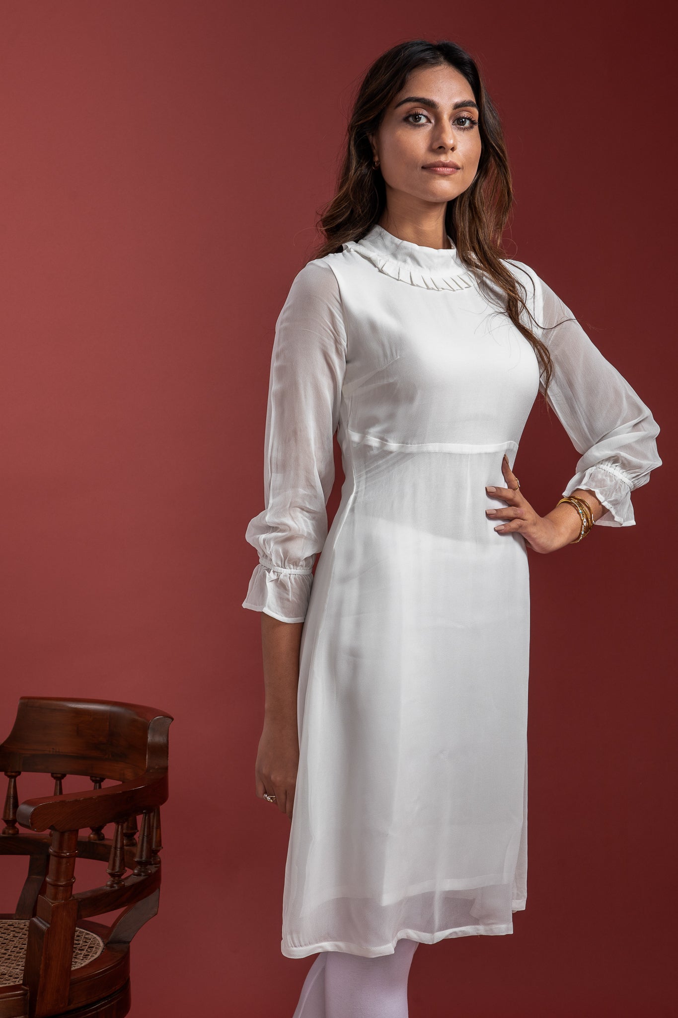 White Georgette Kurti 