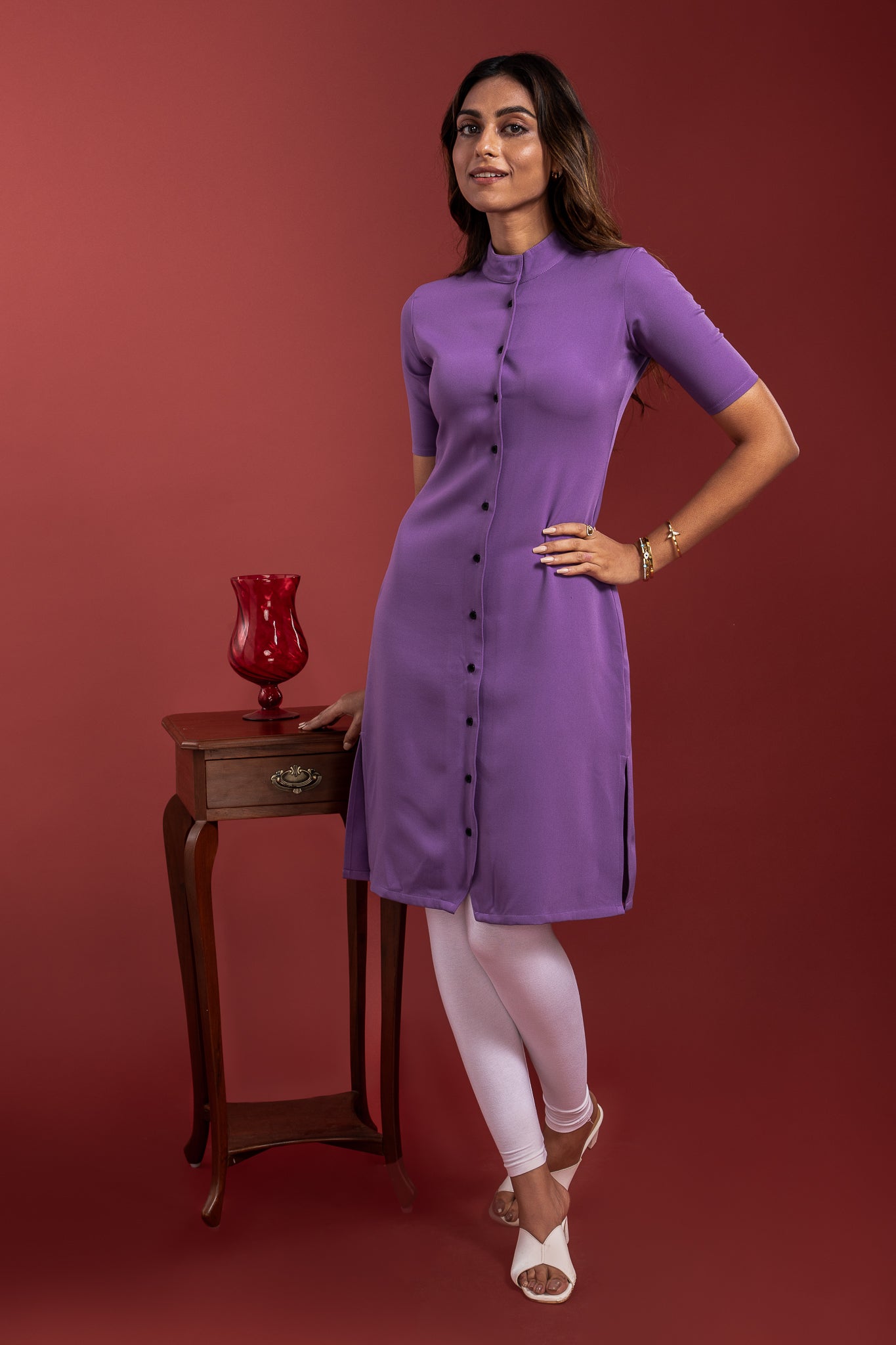 Lilac Collar Neck Kurti