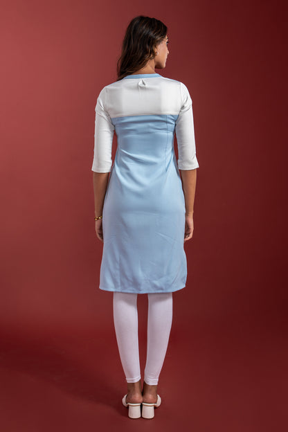 Sky Blue Boat Neck Kurti