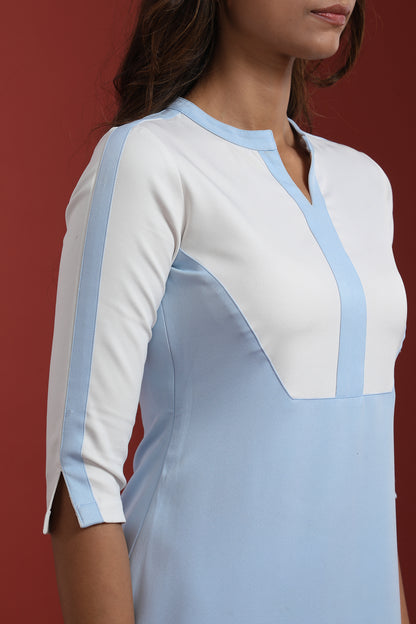 Sky Blue Boat Neck Kurti