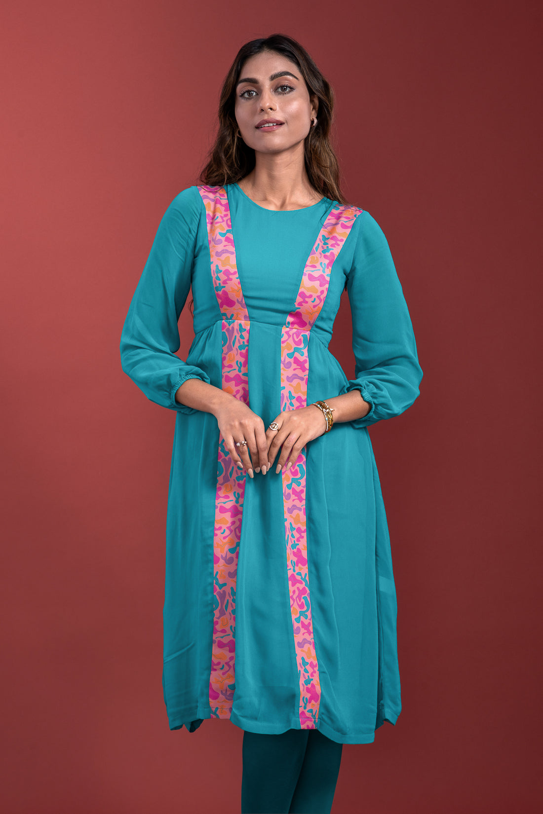 Peacock Blue Georgette Kurti