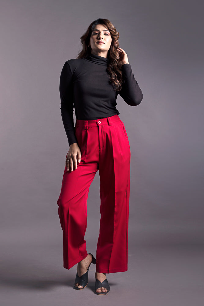 Red Wide Leg Pants