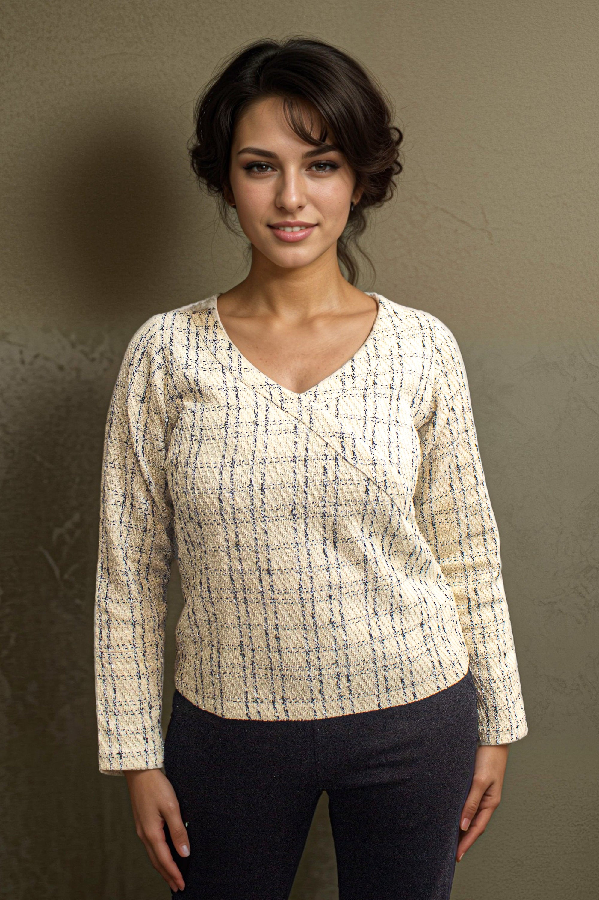 White Tweed Top