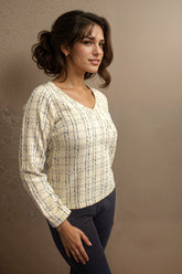 White Tweed Top