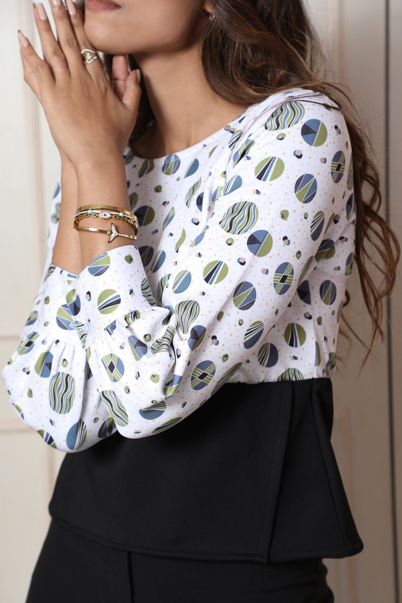 Polka Dots Slit Peplum Top