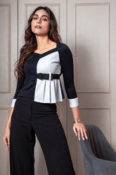 Black & White Sweetheart Neckline Top