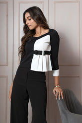 Black & White Sweetheart Neckline Top