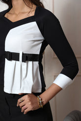 Black & White Sweetheart Neckline Top