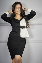 Black & White Sweetheart Neckline Top