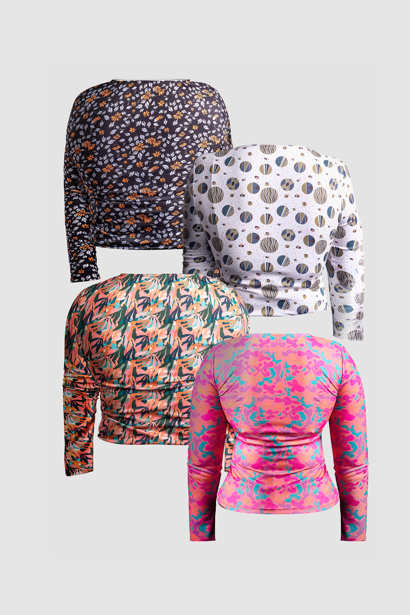 Combo of Printed V-neck Fitted Tops 