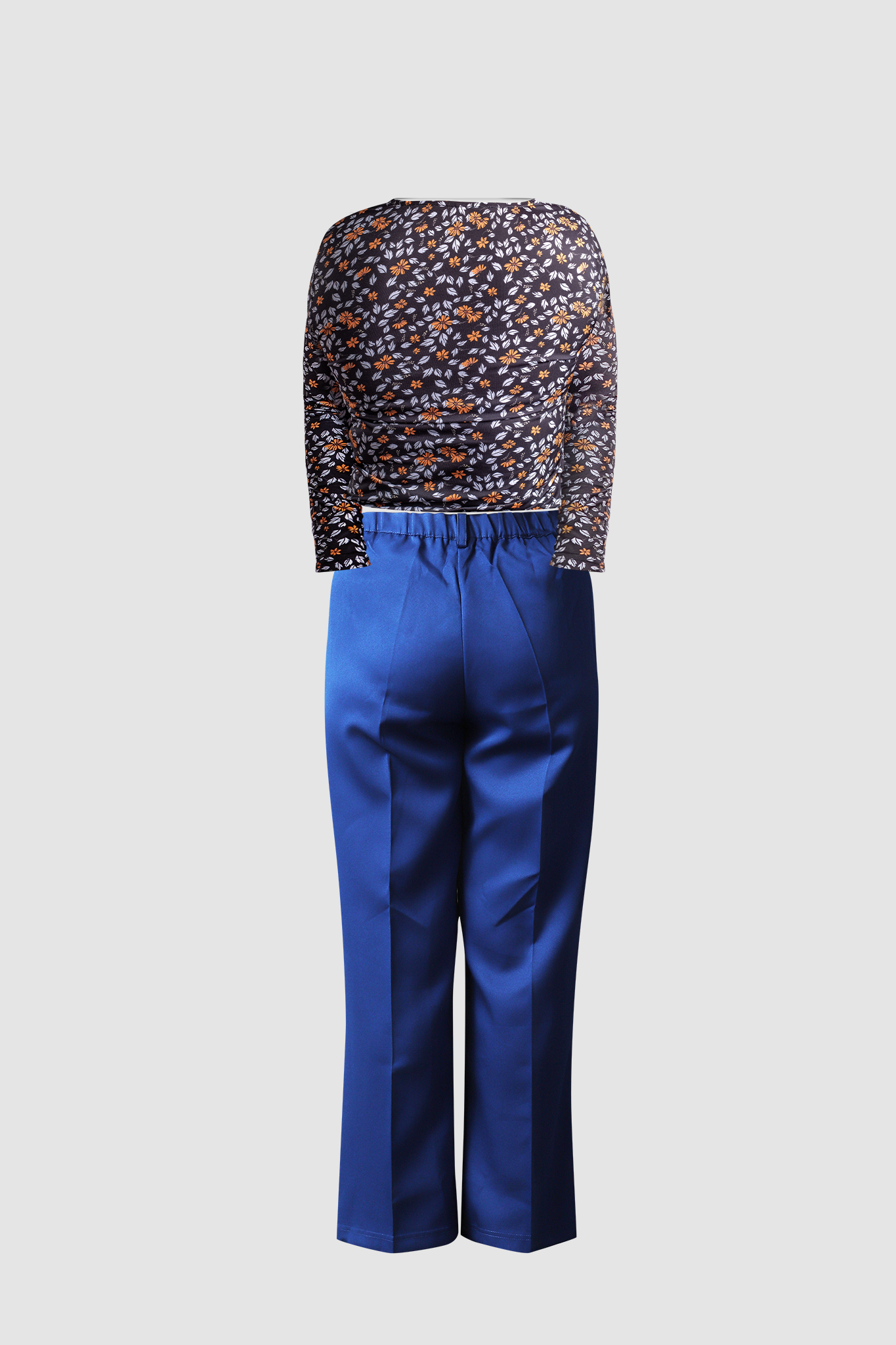 (Combo) Blue Wide Leg Pant (Iris) &amp; Black Floral Fitted Top (Sera)